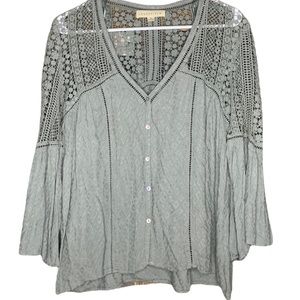 Lovestitch | Bohemian Laced Button Top | Bell arms | Size Medium